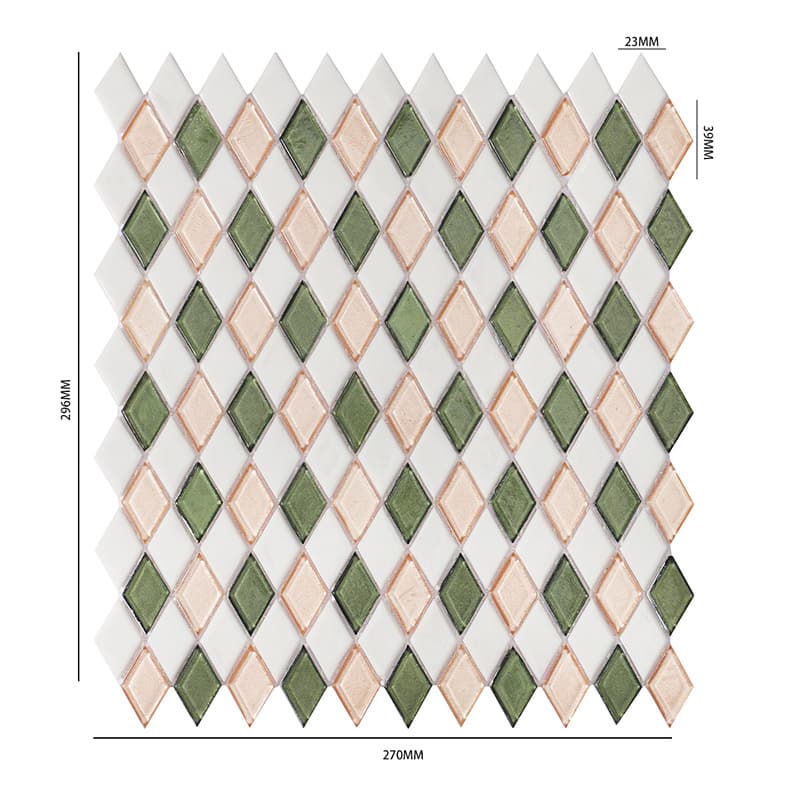 ダイヤ型モザイクタイルのサイズ詳細画像