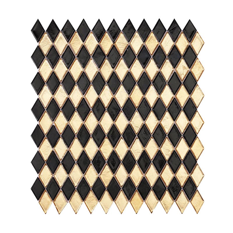 黒と金のひし形モザイクタイル正面画像
