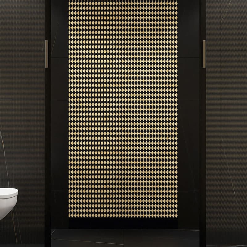 黒金モザイクを使用したドア周り施工例