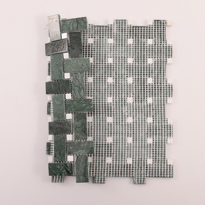 裏面メッシュ付き緑色編み込みモザイク