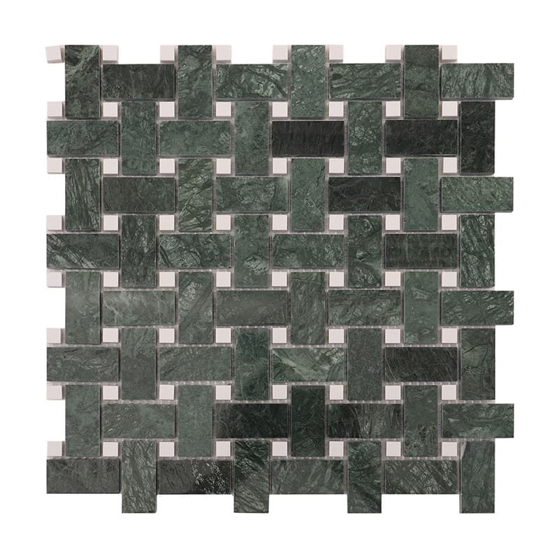 緑色と白の編み込み大理石モザイク全体正面