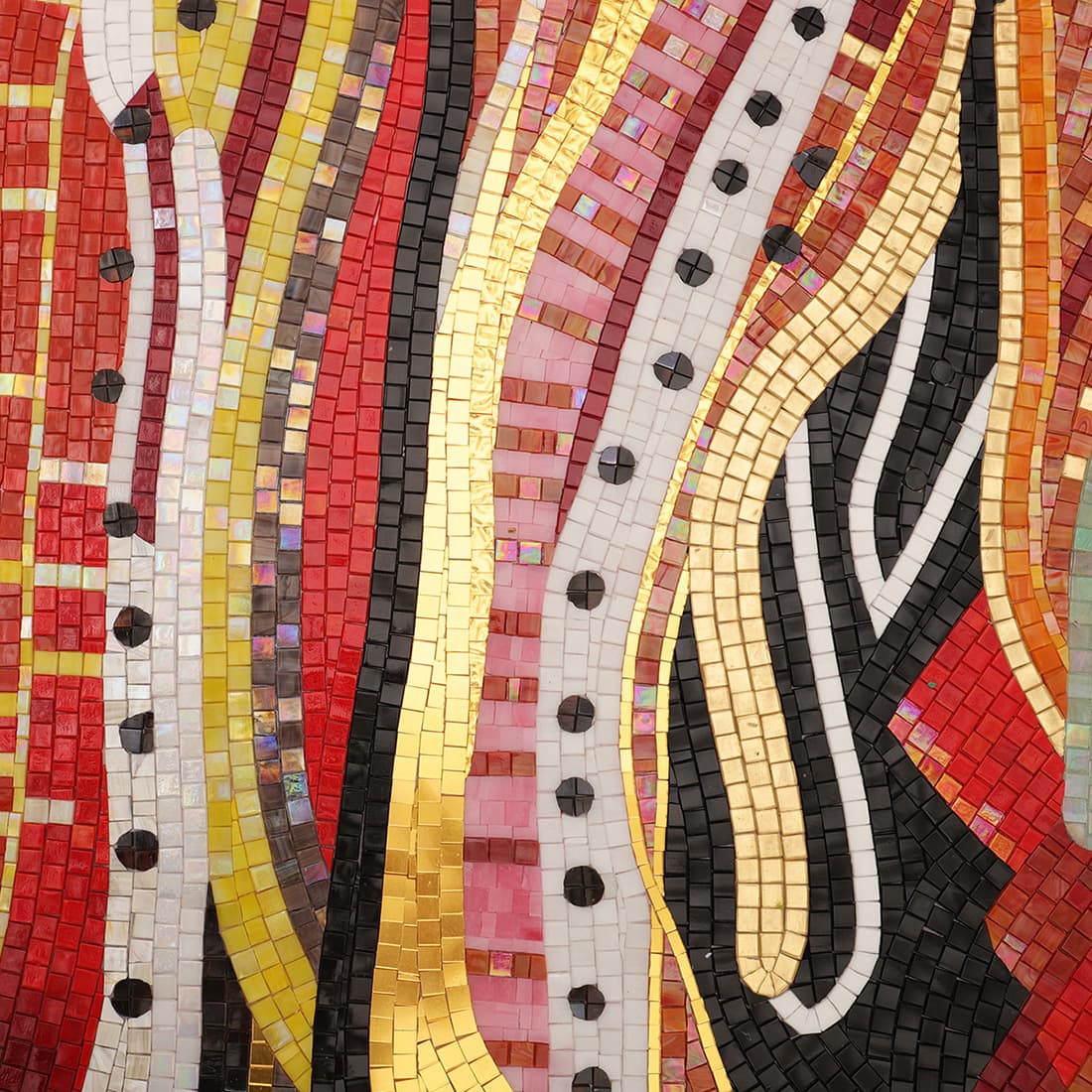 手作り馬モザイク壁画-細部ディテール