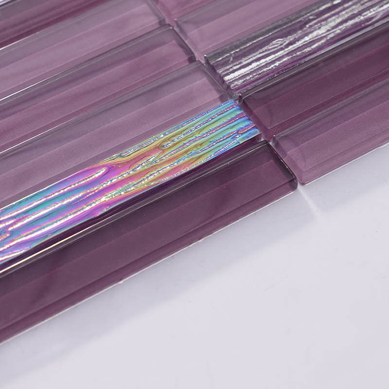 紫色ガラスモザイクタイル、側面厚み表示