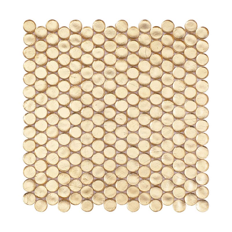 真上から見た金色ガラス円形モザイクタイルシート