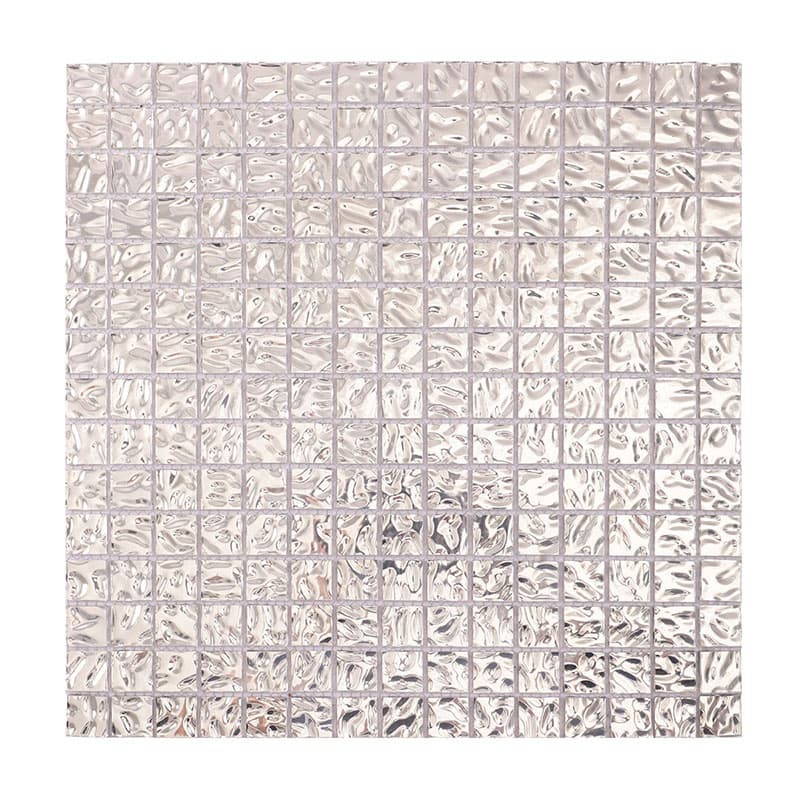 銀色波模様ガラスモザイクの正面全体画像