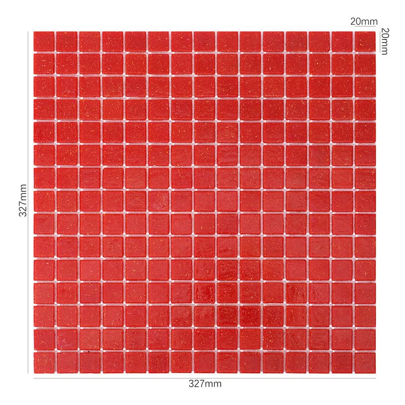 サイズ表示付き赤色サンドガラスモザイクシート