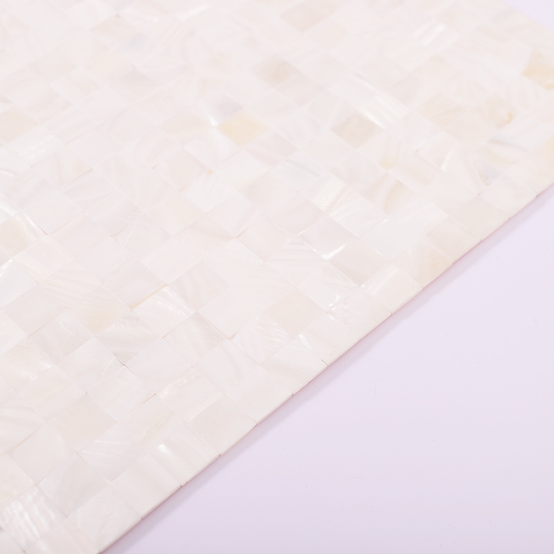 白色シェルモザイクタイル端部の拡大