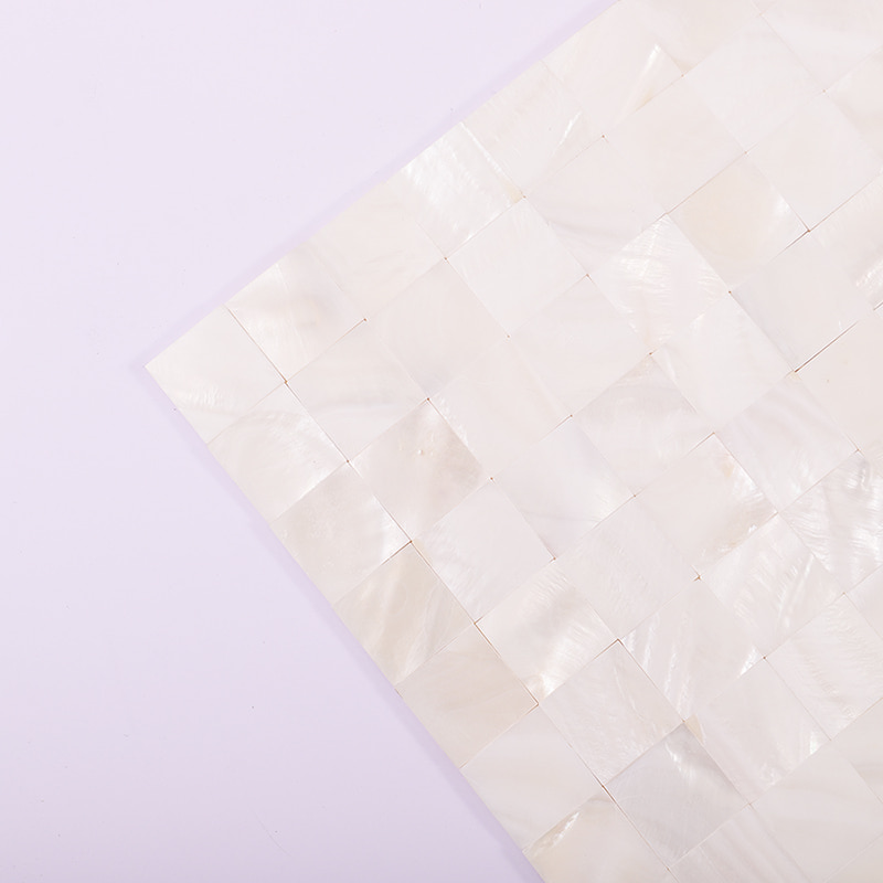 白色シェルモザイクタイル20mm角部分拡大