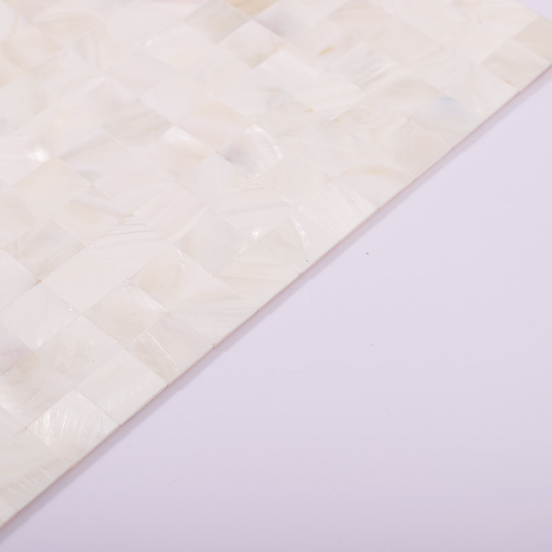 白色シェルモザイクタイル20mm端部拡大