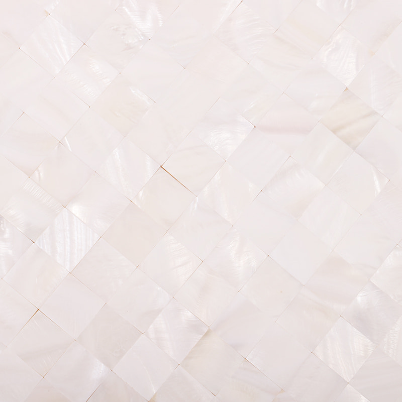 白色シェルモザイクタイル20mm表面拡大写真