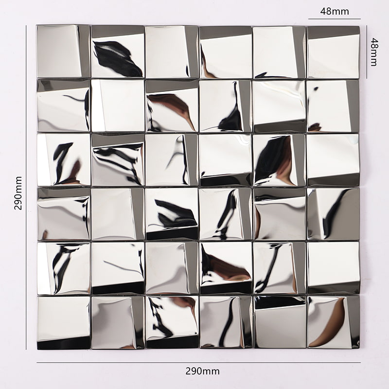 シルバースクエアステンレスモザイクタイル48角の正面全体