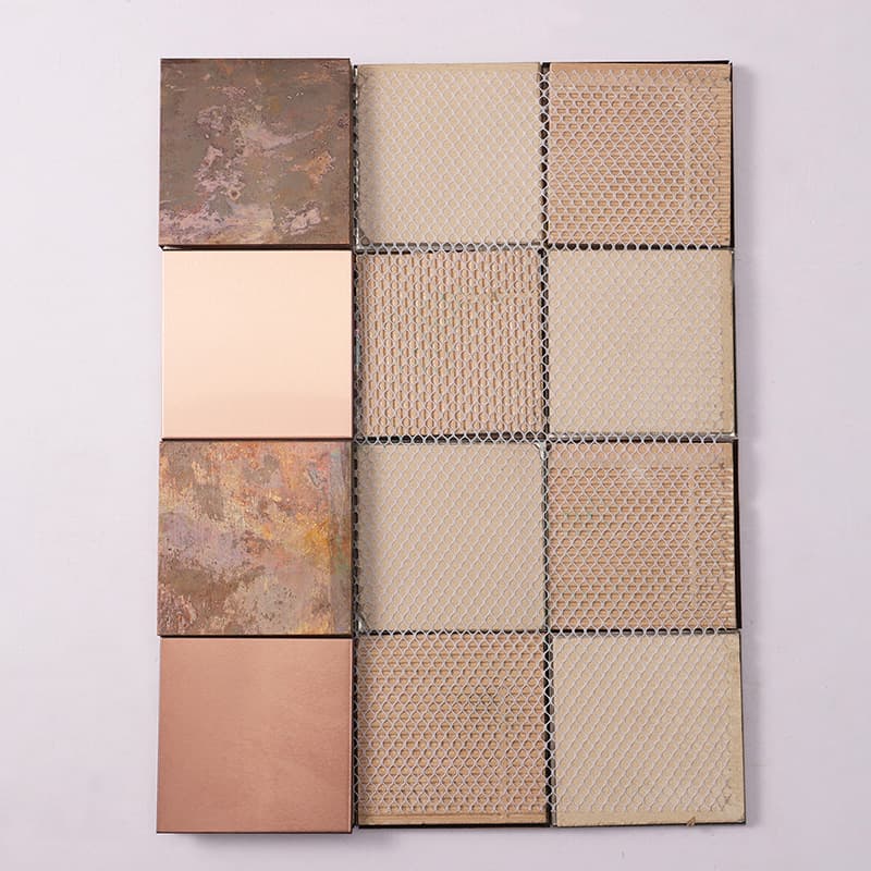 裏面メッシュ付き古銅×ステンレス立体モザイク