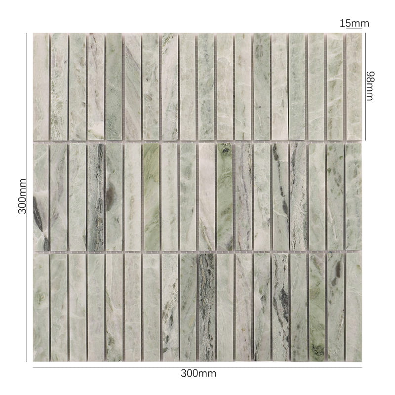 サイズ付きの緑色大理石細長モザイクタイル