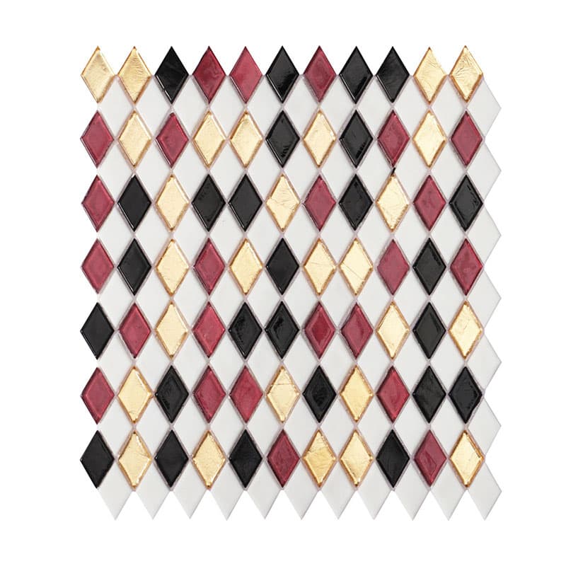 赤黒金白ダイヤモザイクタイル全体