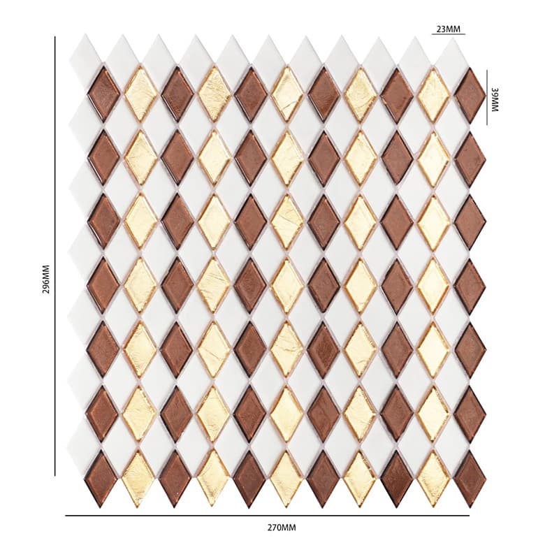 サイズ表示付きダイヤ型モザイクタイル（23×39mm）