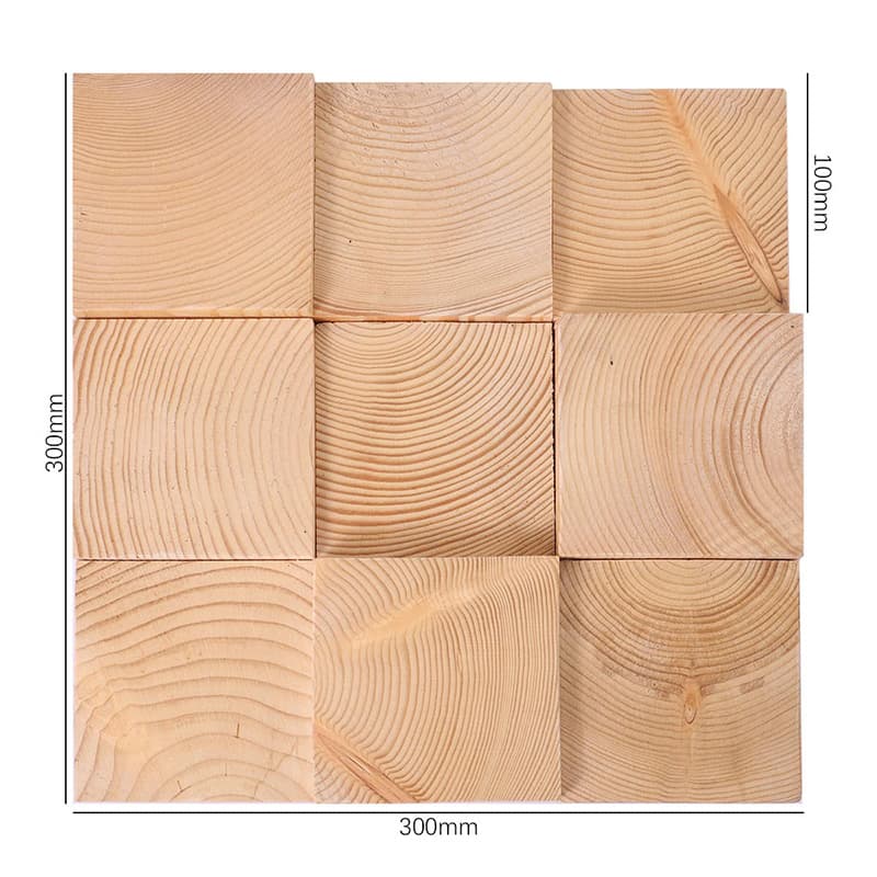 立体木目モザイクのサイズ表示300×300mm