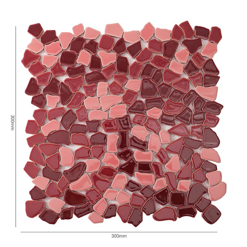 300×300mm赤系乱形タイルシート