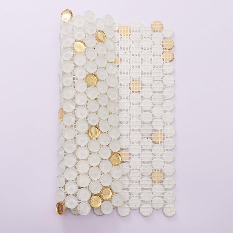 ネット裏面付き丸型ガラスタイル