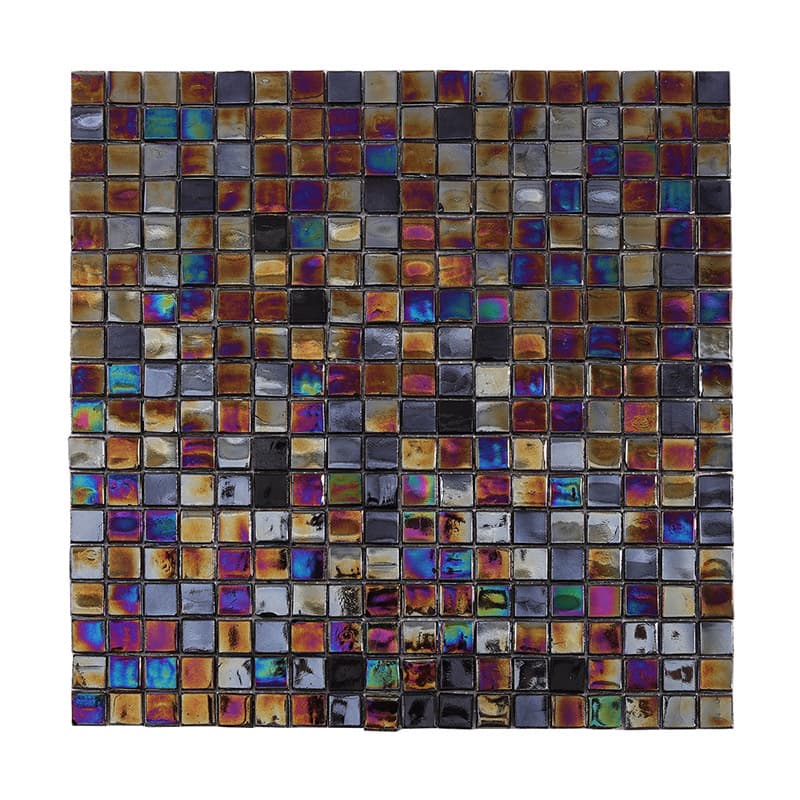 黒色虹彩ガラスモザイクタイルの正面写真