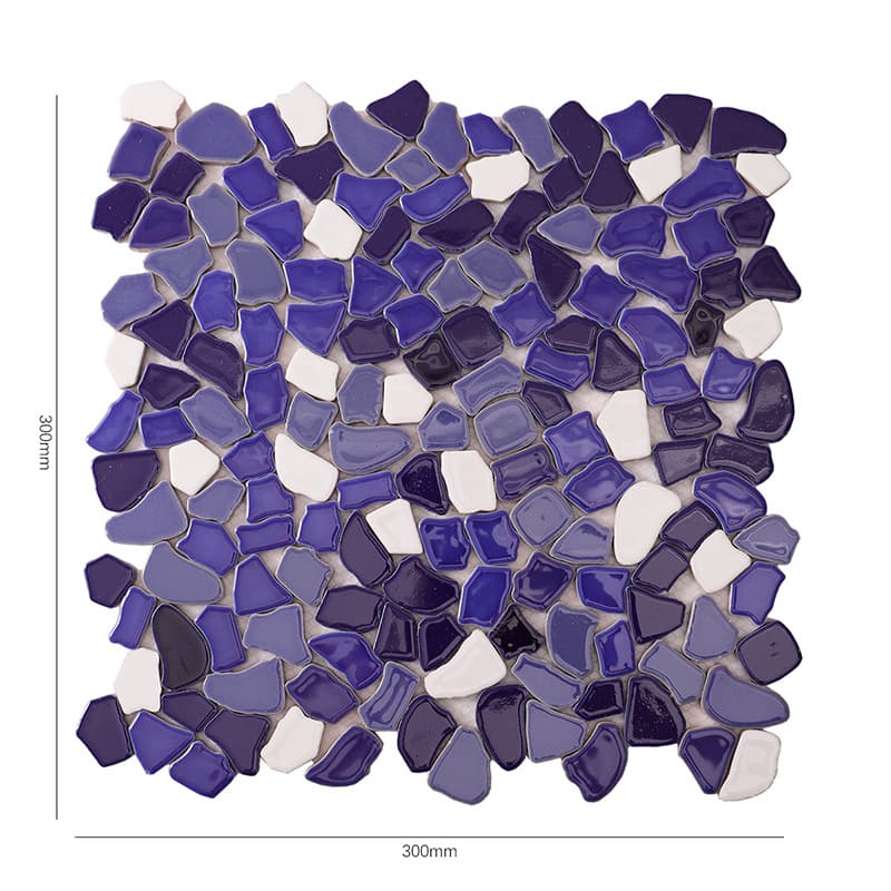 寸法付き紫色玉石モザイクタイル