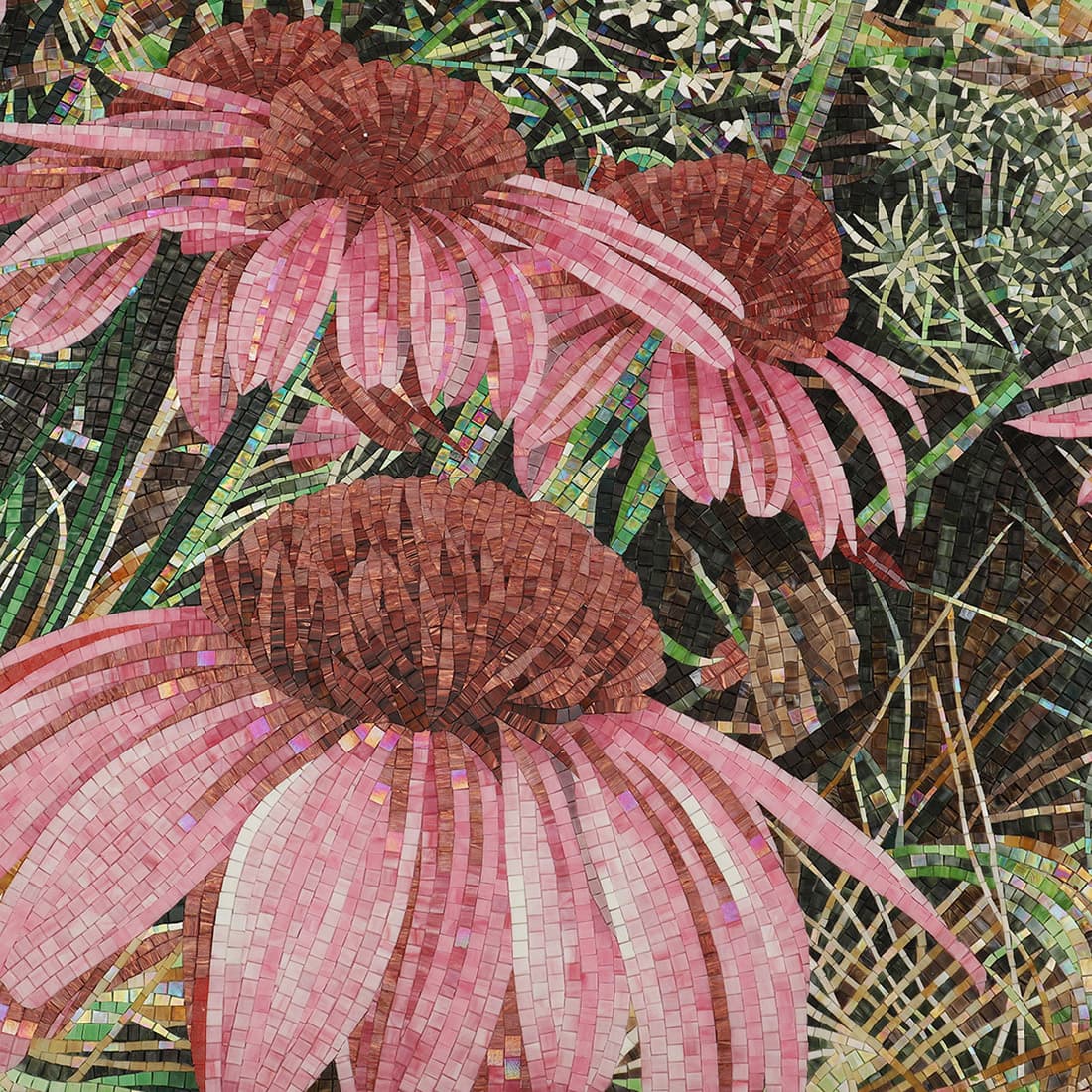 紫錘花モザイク壁画 花の中心部ディテール