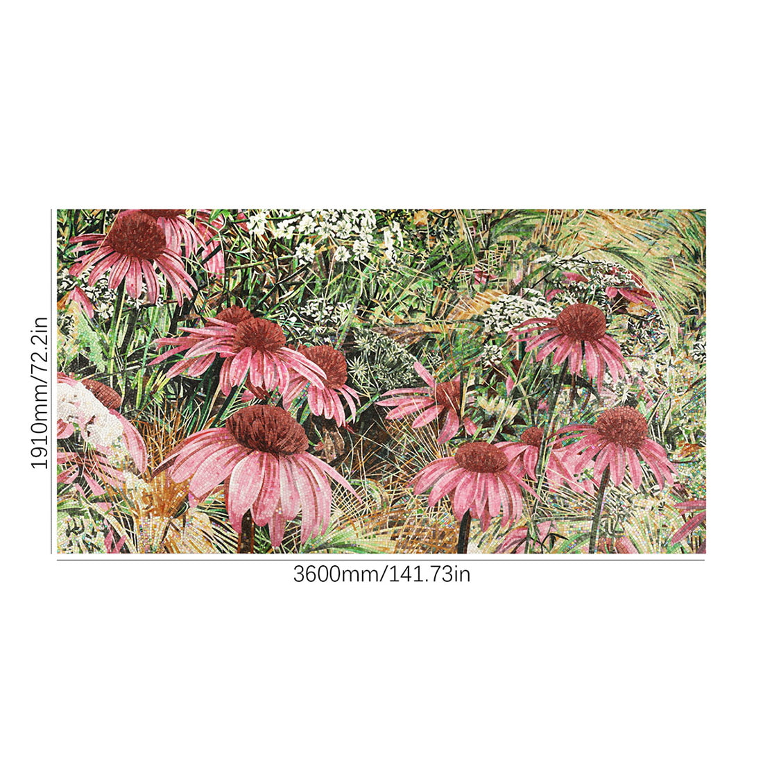 大型紫錘花モザイク壁画 全体図