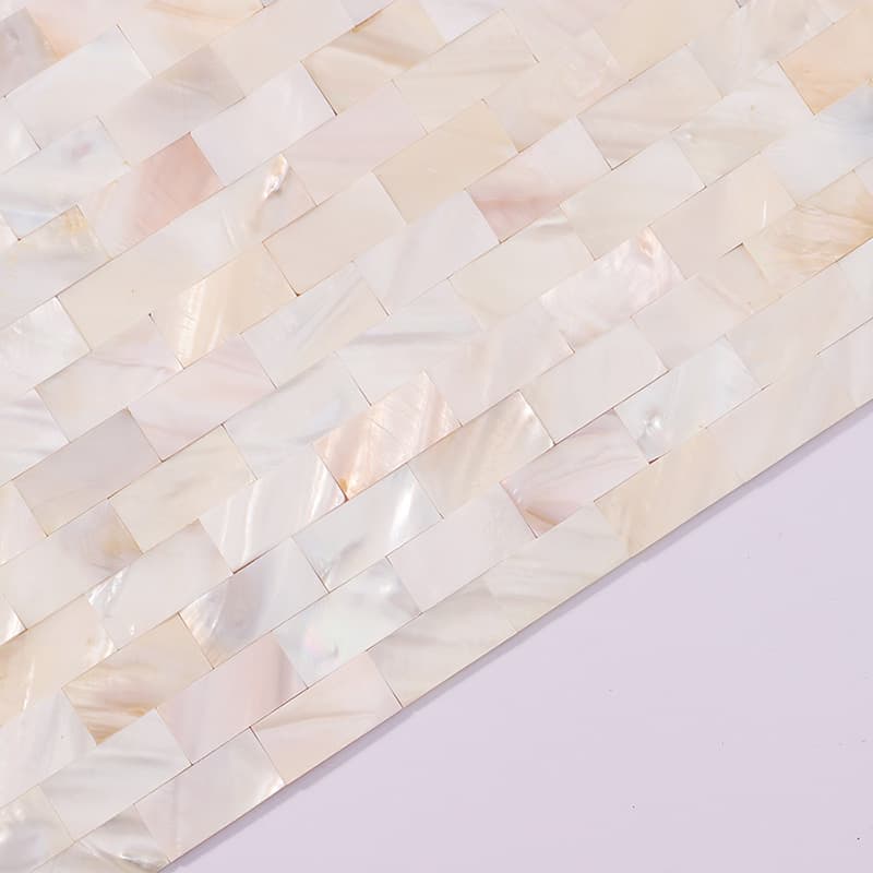 米色の貝殻モザイクタイル 側面撮影