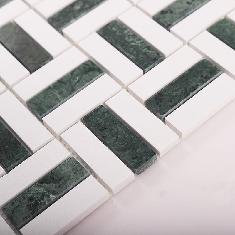 緑と白のモザイクタイルの表面ディテール