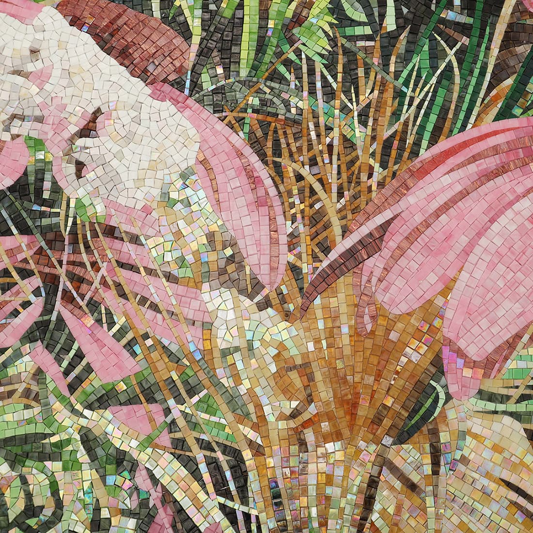 紫錘花モザイク壁画の下部細部