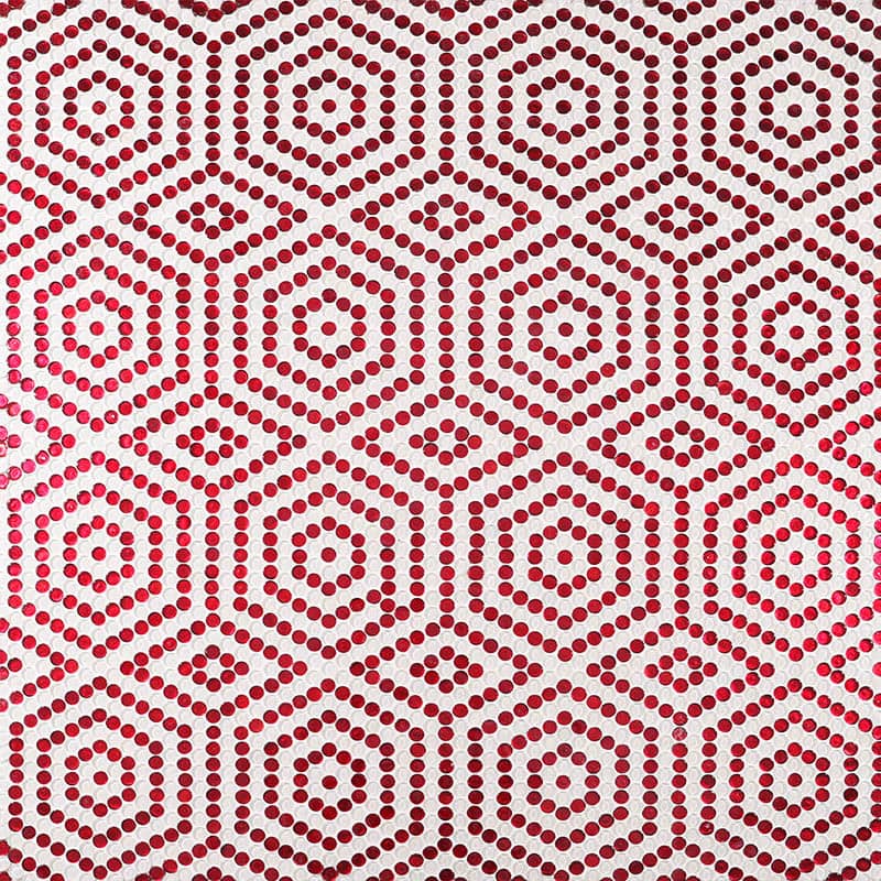 六角パターンが全面に広がる赤白モザイクシート