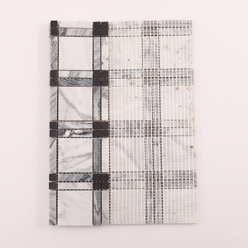 裏面メッシュ付きの格子大理石モザイク