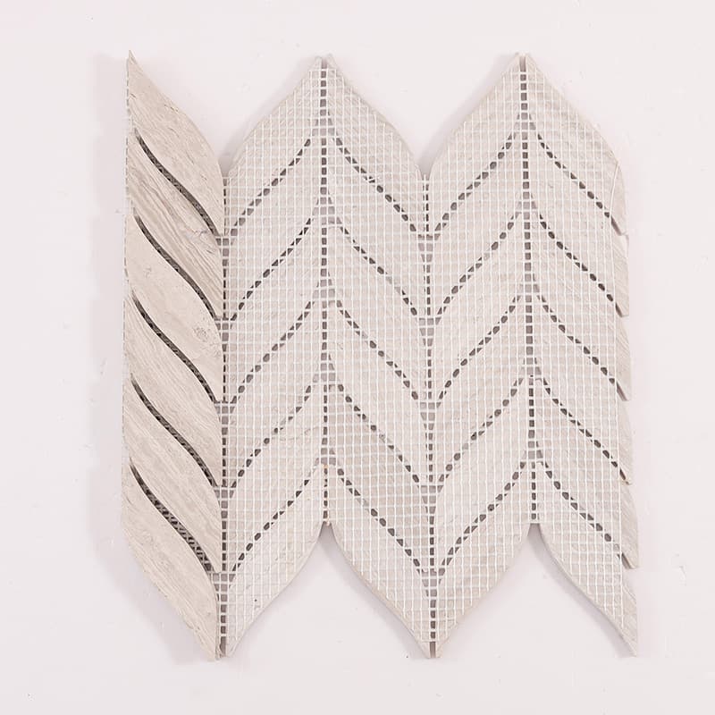 羽根型モザイクの裏面構造とメッシュベース