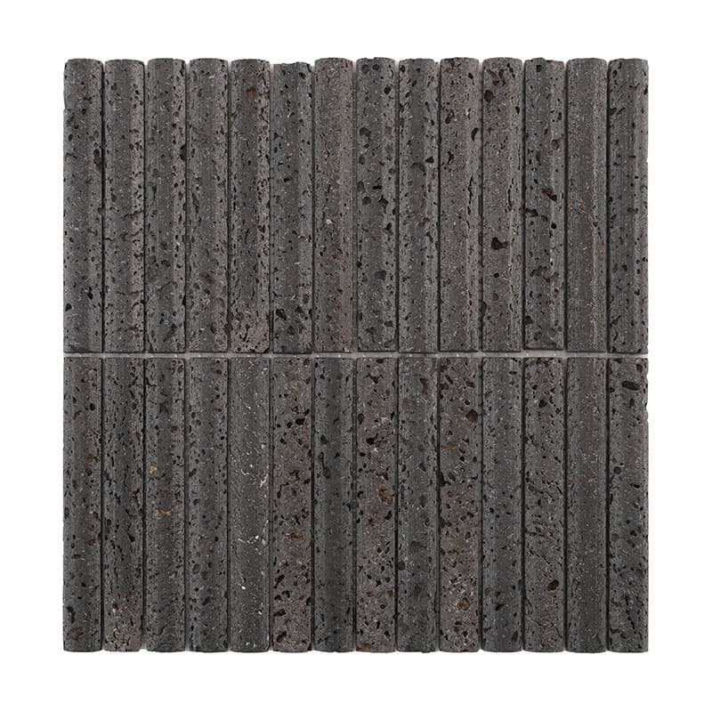 正面から見た火山石円弧モザイクタイル