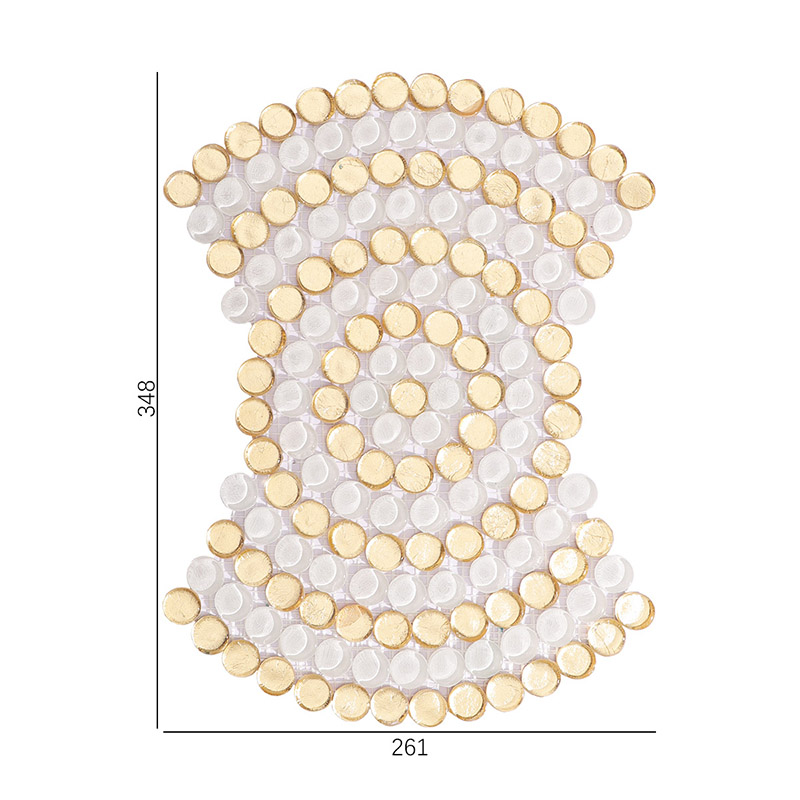 寸法表示された円形金箔モザイクタイル