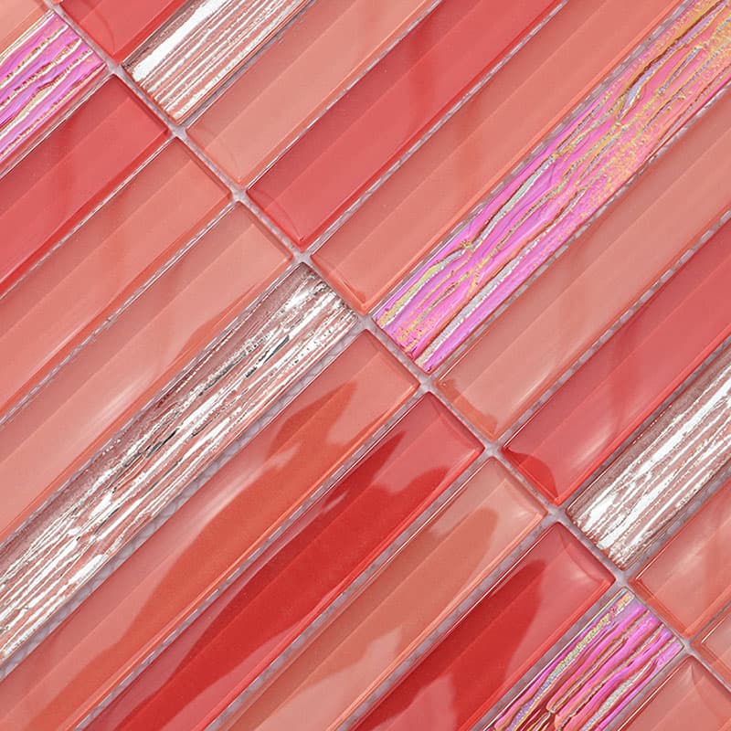 交差部分を写したレッドガラスモザイク