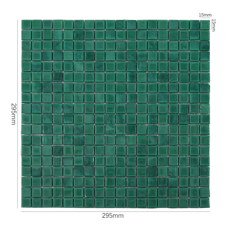 緑色のガラスモザイクタイル15角サイズ、295×295mm全体画像