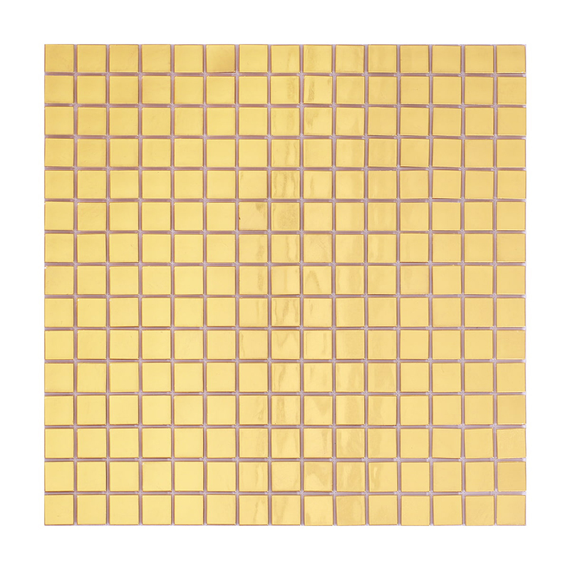 24K金色ガラスモザイクタイルの正面フルシートビュー