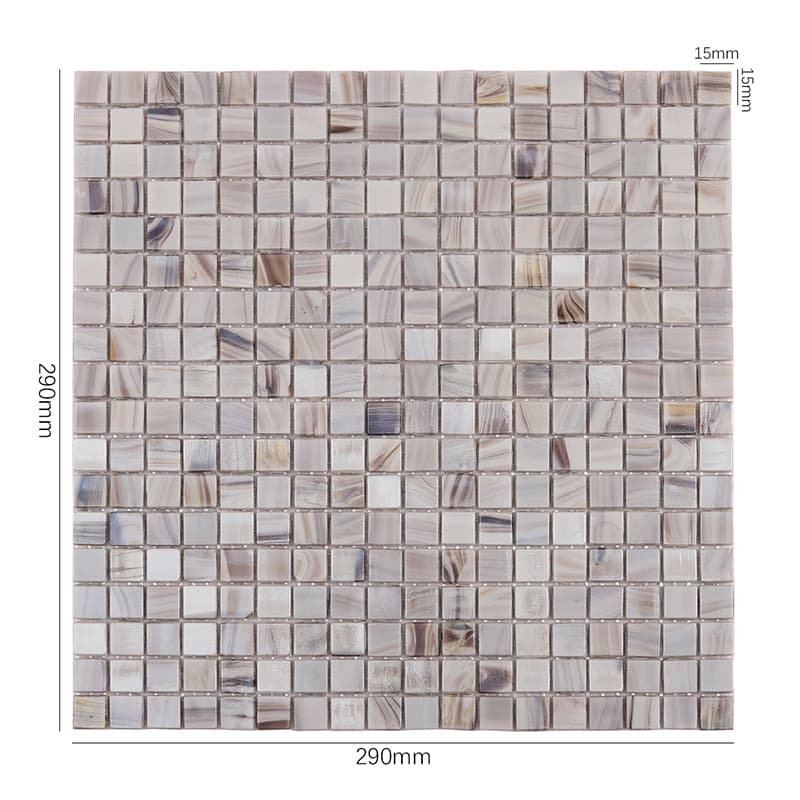 　15mm正方形ガラスモザイクの寸法付き全体図