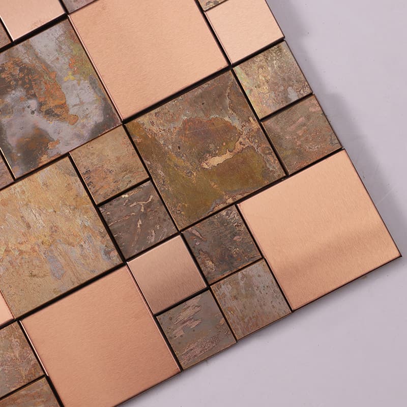 異素材の立体感が見えるタイルディテール写真