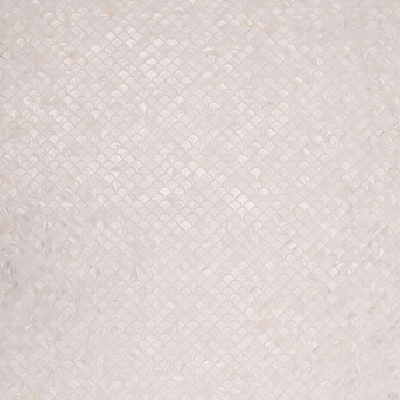 白色魚鱗型貝殻モザイクタイル 全体写真