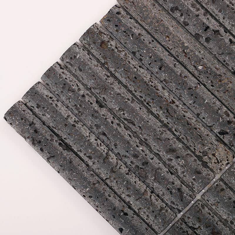 火山石モザイクの端部拡大写真