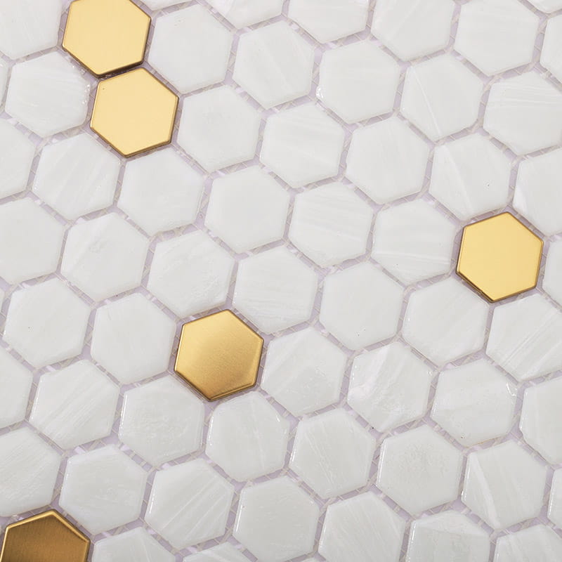 六角モザイクタイルの端部ディテール画像