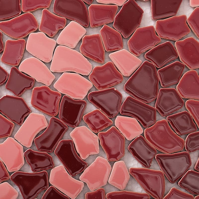 赤とピンクの乱形モザイク質感アップ