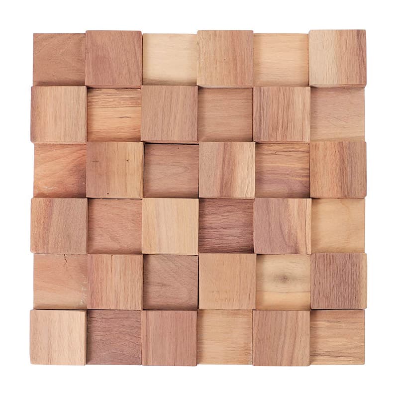 正面から見た天然木の立体正方形モザイクタイル