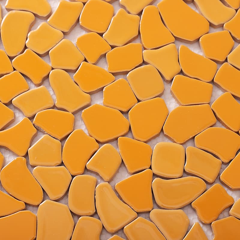 オレンジ色の不規則モザイクタイルアップ