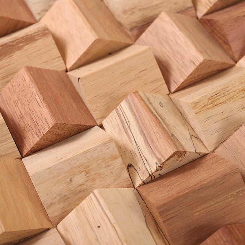 天然木立体モザイクの立体構造ディテール