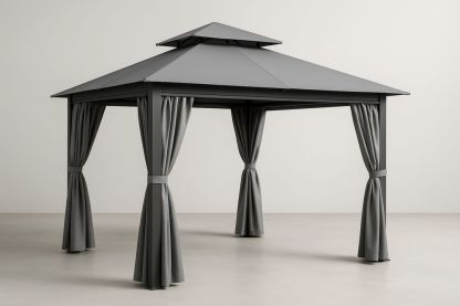 Outdoor Aluminium Gazebo with Polyester Canopy 300cm x 300cm Grey