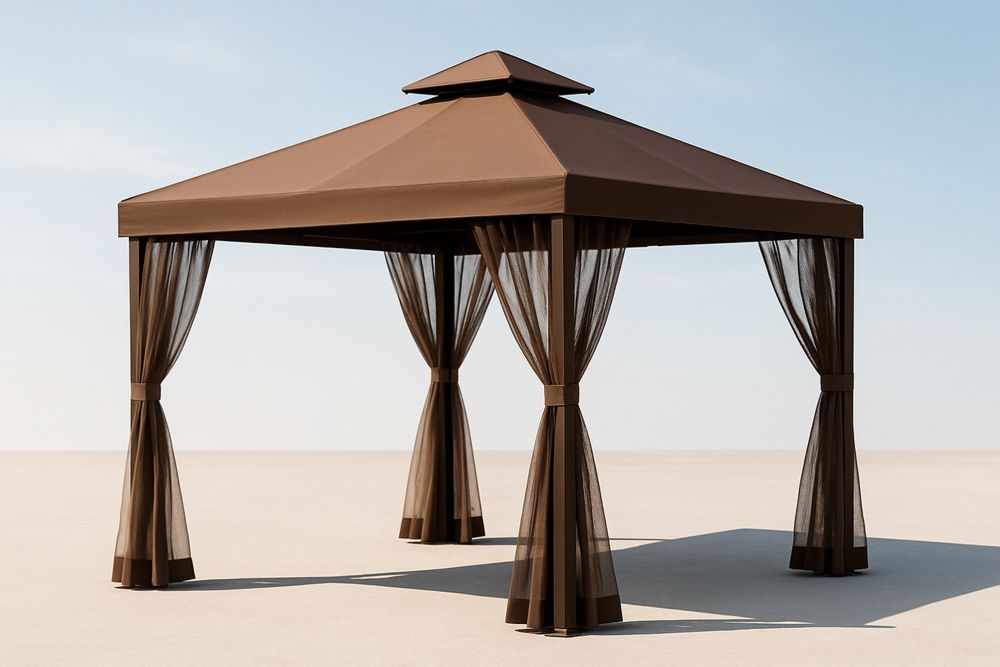 Outdoor Patio Gazebo Square Canopy Steel Polyester 3m x 3m Brown