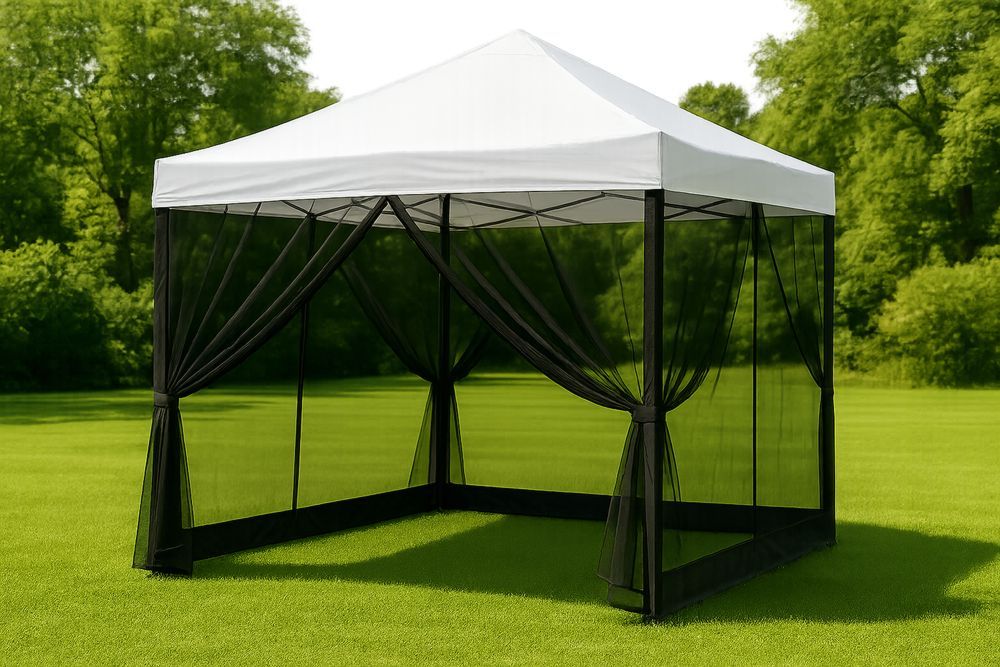 Outdoor Gazebo Square Steel Frame with Polyester Top 300cm White/Black