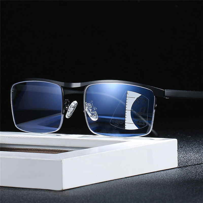 แว่นตาเก่าโลหะหลายโฟกัสกันแสงสีน้ำเงิน